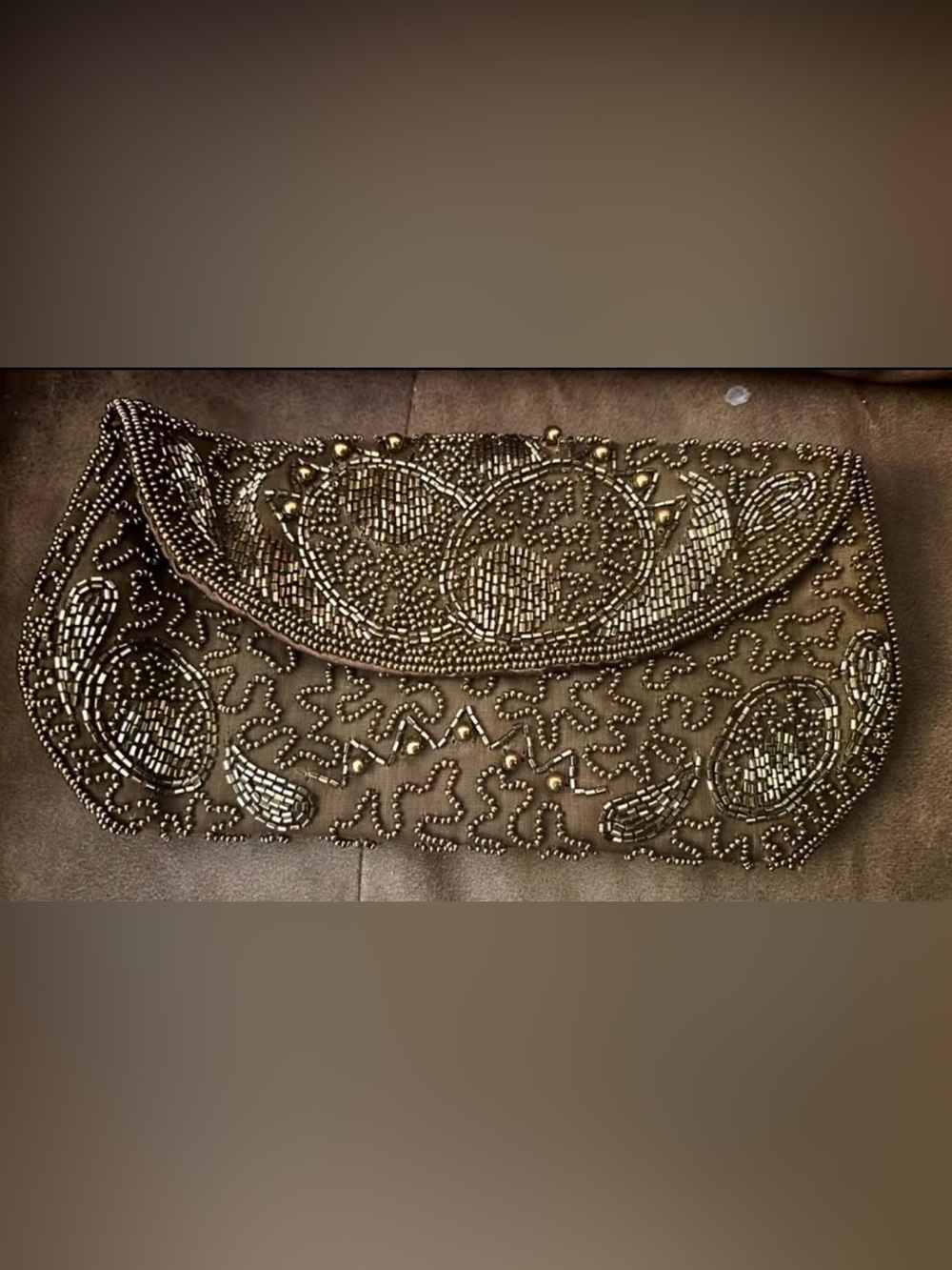 Walborg Bronze Beaded Evening Clutch
